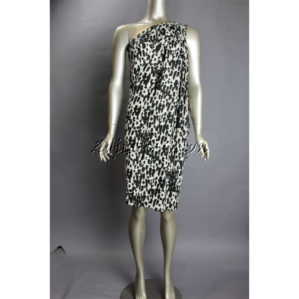 $1995 New MICHAEL KORS Animal Print Black Off White Silk Dress 4